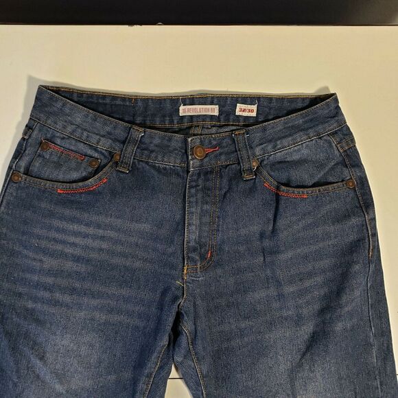 1688 Revolution jeans 32/30 straight leg distressed colored stitching - Picture 6 of 6